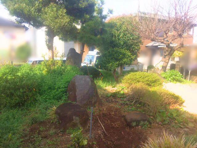 つくばみらい市庭石作業前